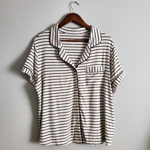 Stars Above | NWT Women's Short Sleeves White Black Striped Pajama Shirt